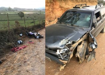 Casal fica gravemente ferido ao colidir com a motocicleta em veículo, em Tijucas
