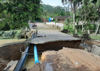 Em São João Batista, 11 pontes são danificadas após chuvas fortes do fim de semana