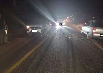 Motociclista fica gravemente ferida em acidente no bairro Indaiá, em Nova Trento