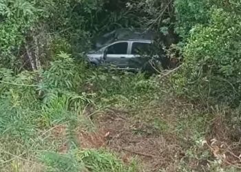 Veículo cai em barranco ao lado da SC-108, em São João Batista
