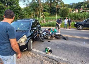Acidente deixa motociclista gravemente ferido em Nova Trento